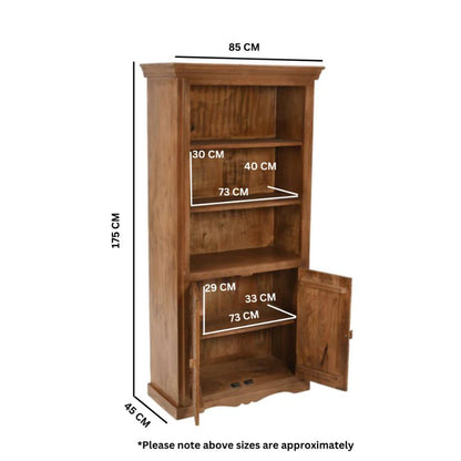 Indian Hub Artwork Mango Wood Large Corner Bookcase