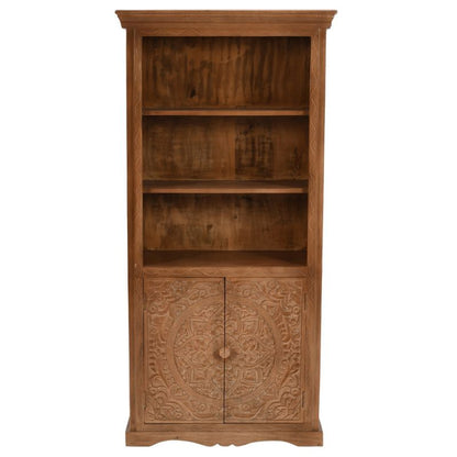 Indian Hub Artwork Mango Wood Large Corner Bookcase