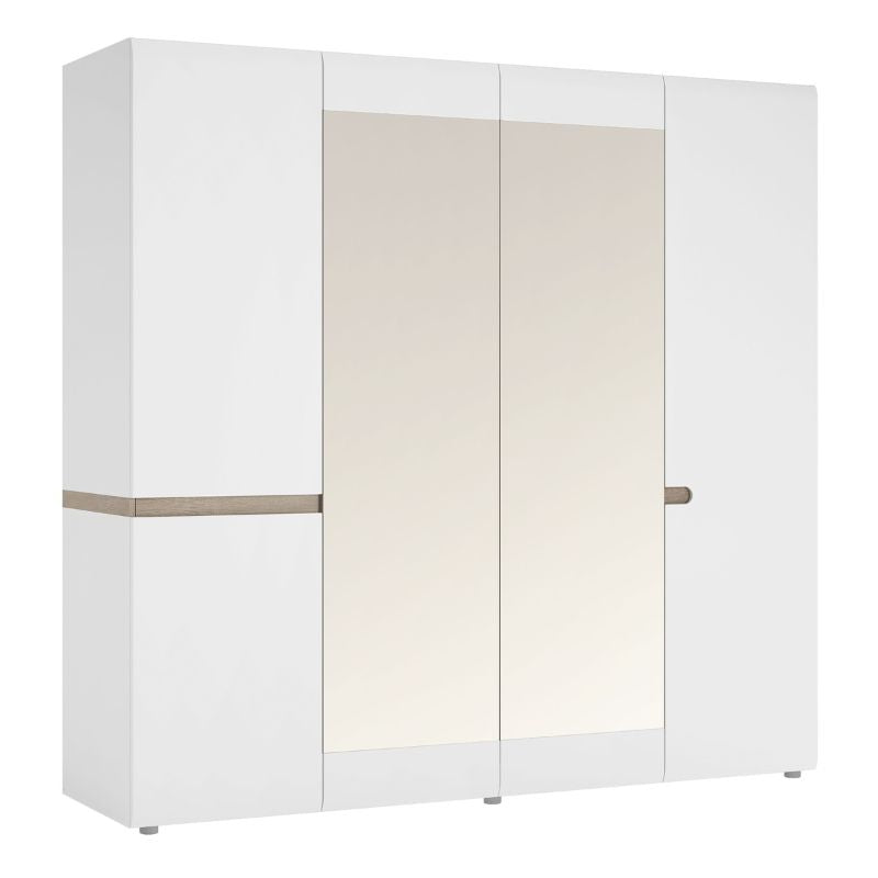 A white and brown wardrobe with two doors.