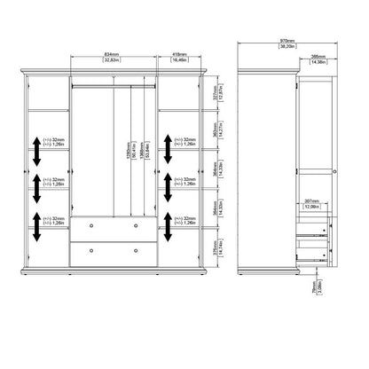 Furniture To Go Paris Wardrobe with 4 Doors and 2 Drawers in Matte Grey