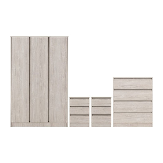 Seconique Malvern 3 Door Wardrobe Bedroom Set Urban Snow