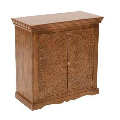 Indian Hub Artwork Mango Wood Sideboard With 2 Doors