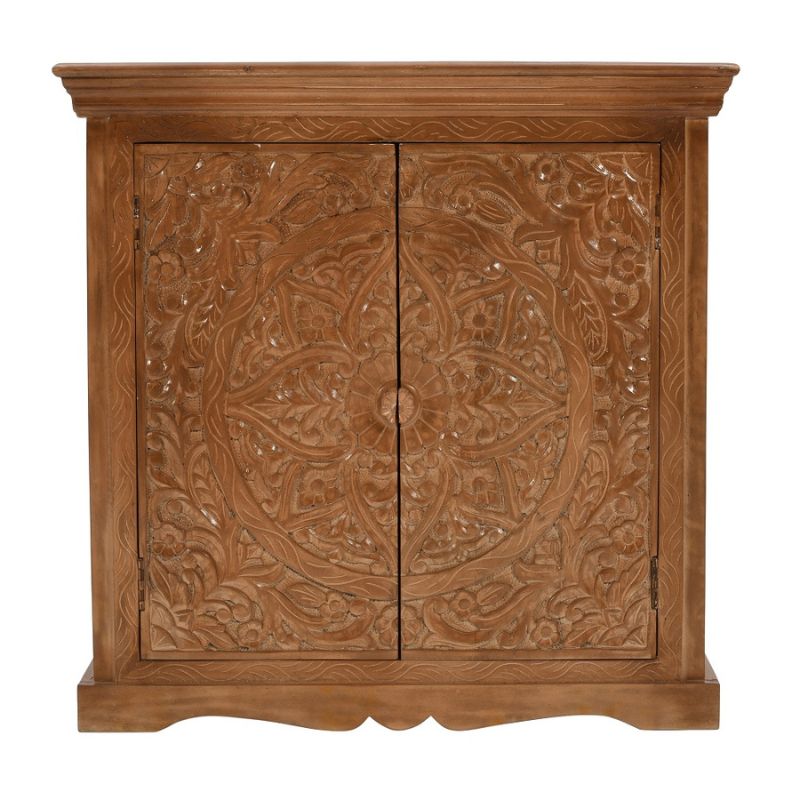 Indian Hub Artwork Mango Wood Sideboard With 2 Doors