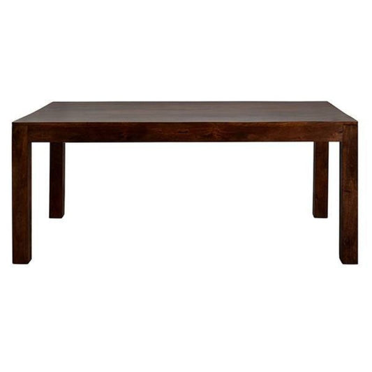 Rectangular table made of wood, dark brown.