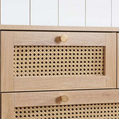 Birlea Croxley 7 Drawer Rattan Chest Oak