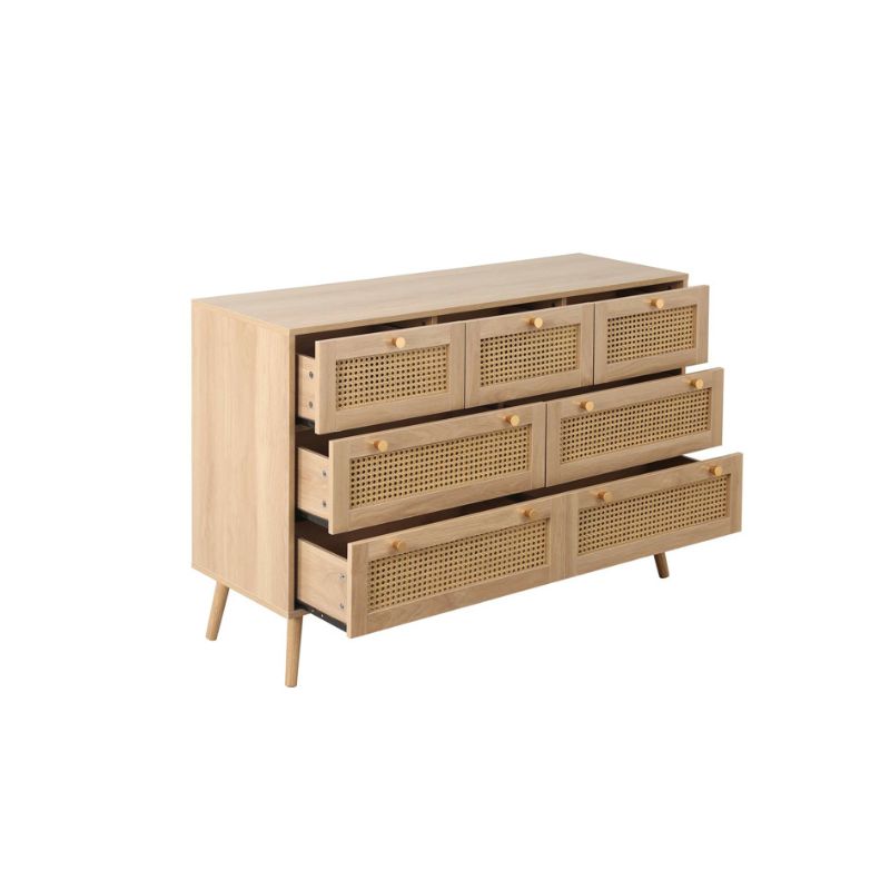 Birlea Croxley 7 Drawer Rattan Chest Oak