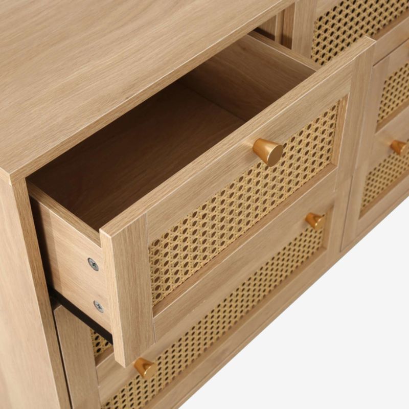 Birlea Croxley 7 Drawer Rattan Chest Oak