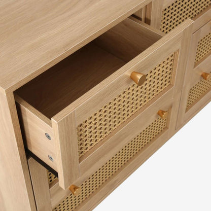 Birlea Croxley 7 Drawer Rattan Chest Oak