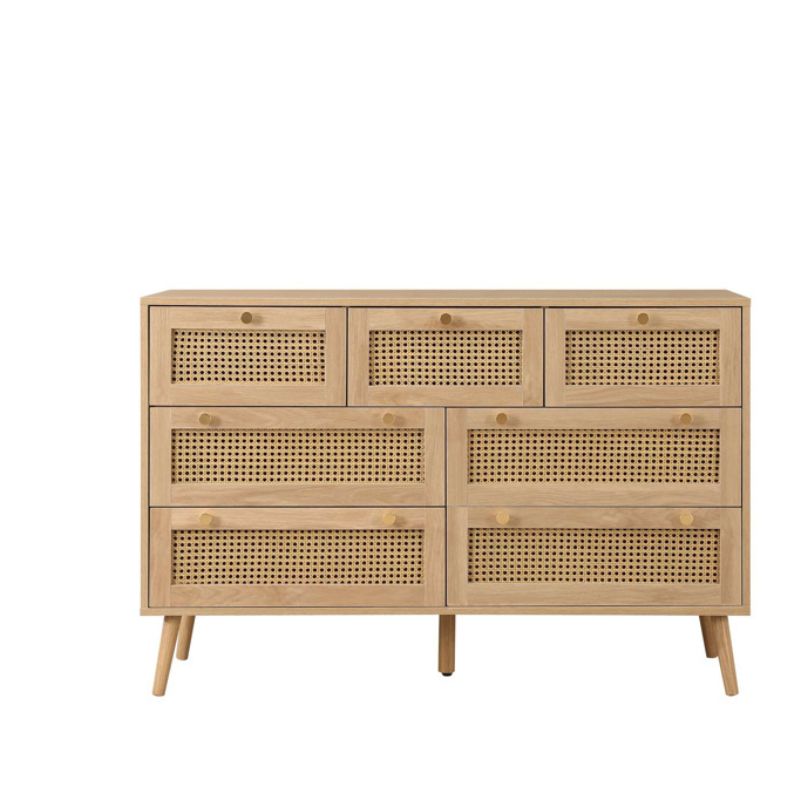 Birlea Croxley 7 Drawer Rattan Chest Oak