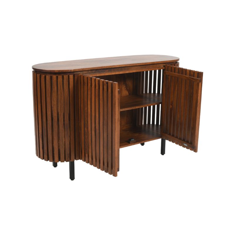 Indian Hub Slatted Mango Wood 2 Doors Sideboard