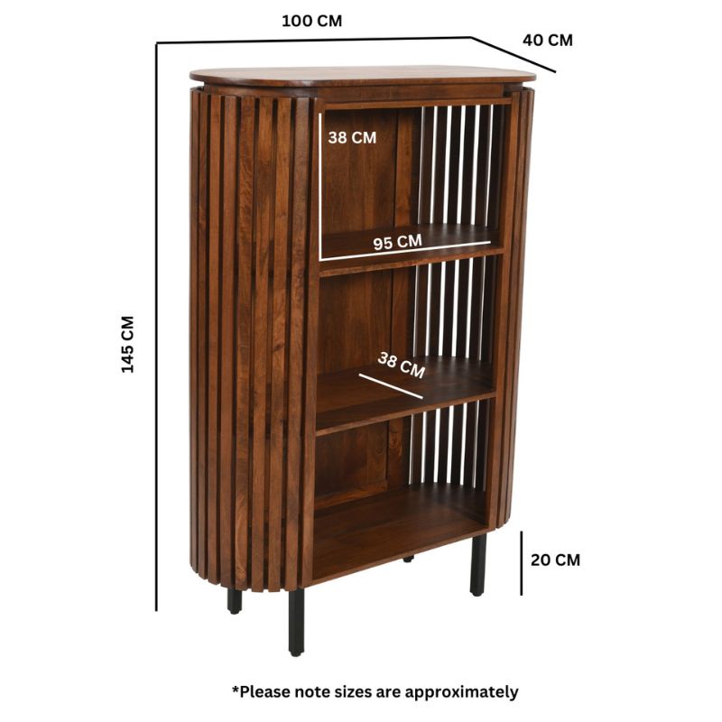 Indian Hub Slatted Mango Wood Bookcase