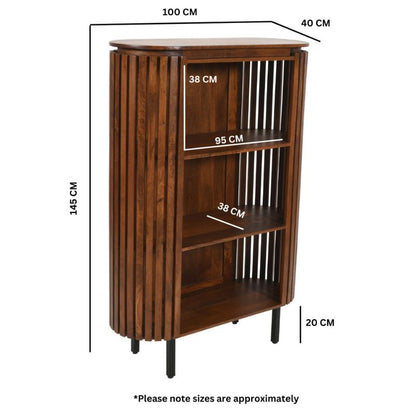 Indian Hub Slatted Mango Wood Bookcase