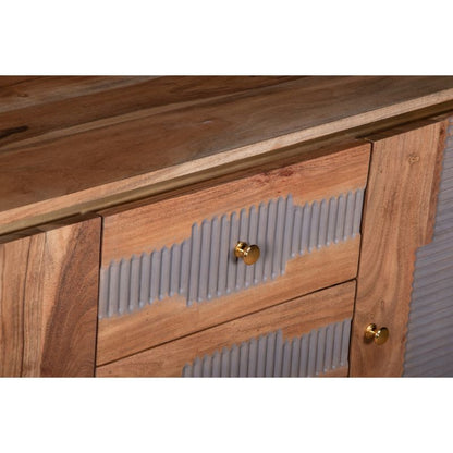 Indian Hub Wilton Acacia Wood 2 Doors 3 Drawers Sideboard