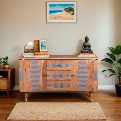 Indian Hub Wilton Acacia Wood 2 Doors 3 Drawers Sideboard