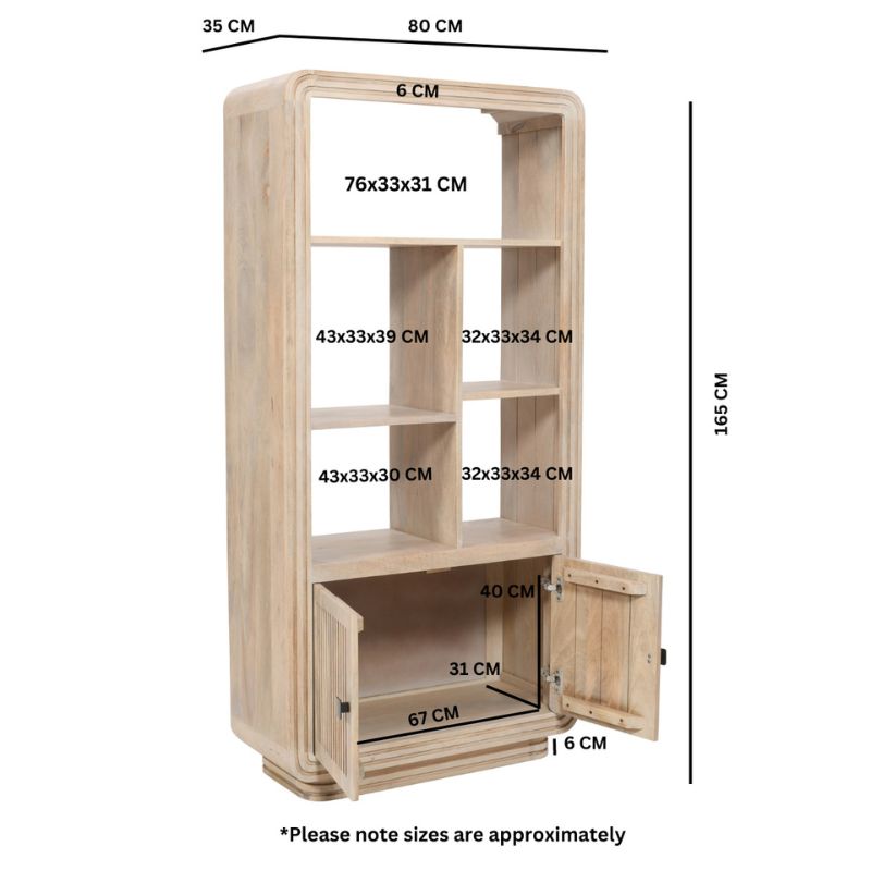 Indian Hub Hudson Carved Mango Wood Bookcase