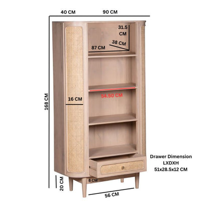 Indian Hub Valencia Cane & Mango Wood Bookcase