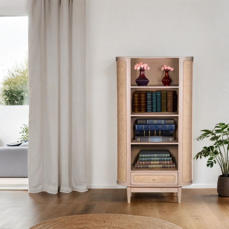 Indian Hub Valencia Cane & Mango Wood Bookcase