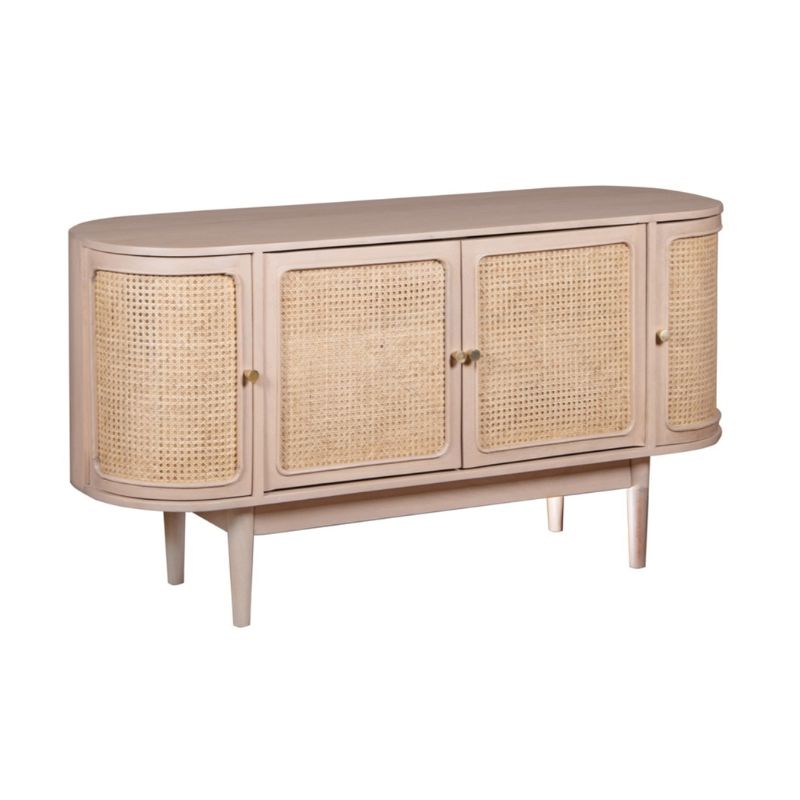 Indian Hub Valencia Cane & Mango Wood 4 Doors Sideboard