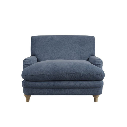 Blue denim fabric armchair.