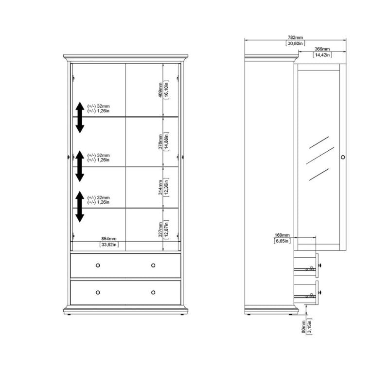 Furniture To Go Paris China Cabinet in Matte Grey