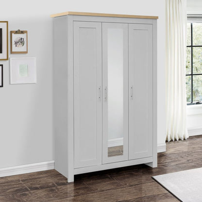 Birlea Highgate 3 Door Wardrobe with Mirror Grey & Oak Effect