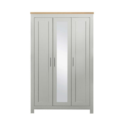 Birlea Highgate 3 Door Wardrobe with Mirror Grey & Oak Effect