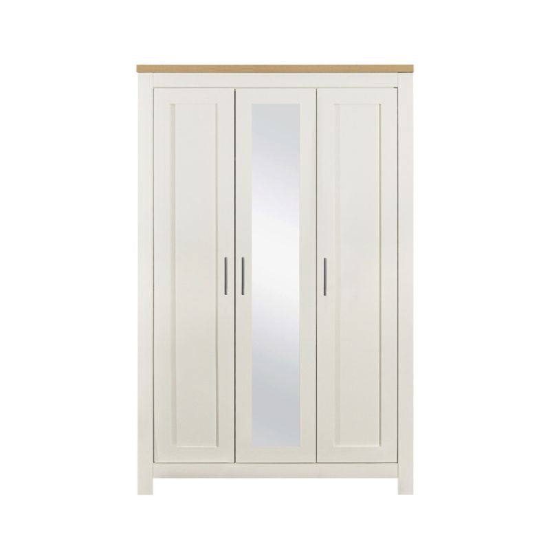 Birlea Highgate 3 Door Wardrobe with Mirror Cream & Oak Effect