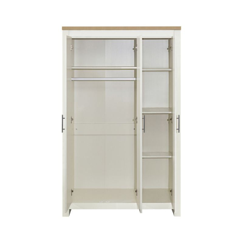 Birlea Highgate 3 Door Wardrobe with Mirror Cream & Oak Effect