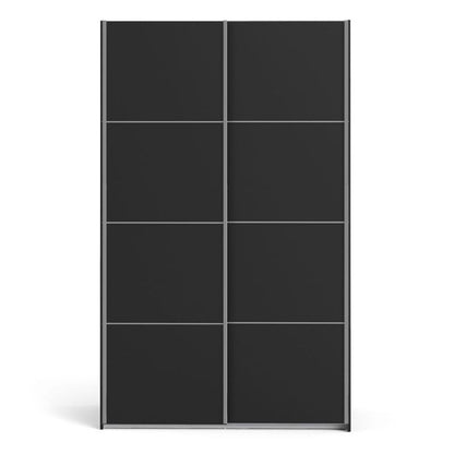 Furniture To Go Verona Sliding Wardrobe 120cm in Black Matte with Black Matte Doors with 5 Shelves