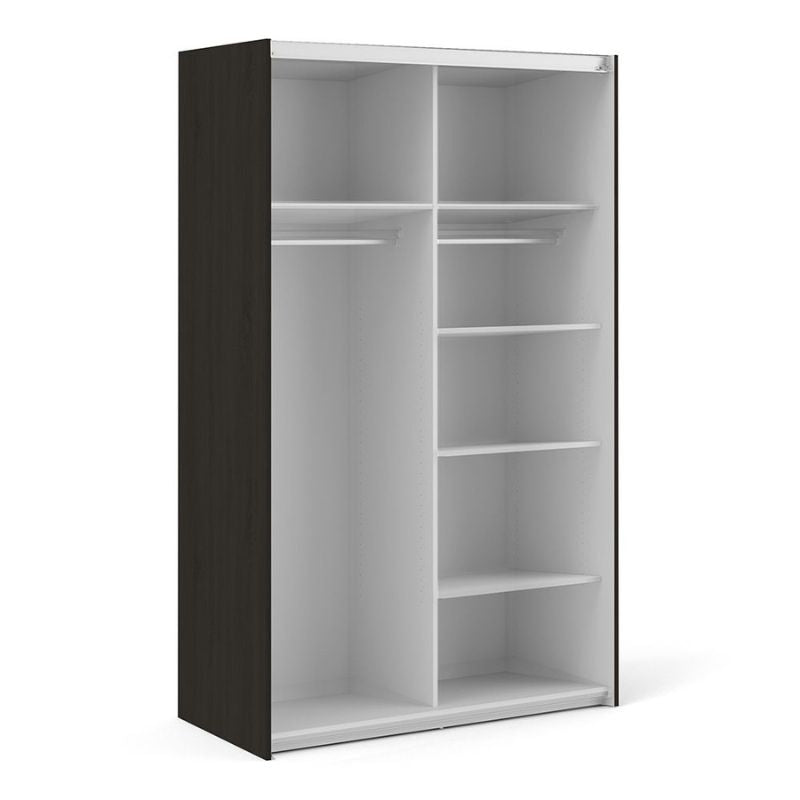 Furniture To Go Verona Sliding Wardrobe 120cm in Black Matte with Black Matte Doors with 5 Shelves