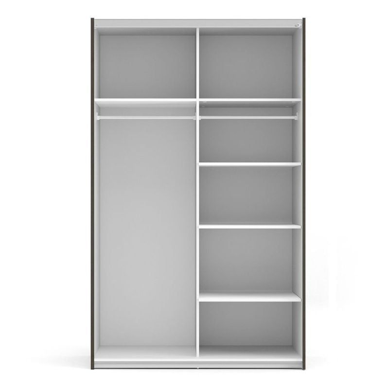 Furniture To Go Verona Sliding Wardrobe 120cm in Black Matte with Black Matte Doors with 5 Shelves