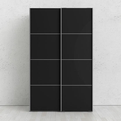 Furniture To Go Verona Sliding Wardrobe 120cm in Black Matte with Black Matte Doors with 5 Shelves