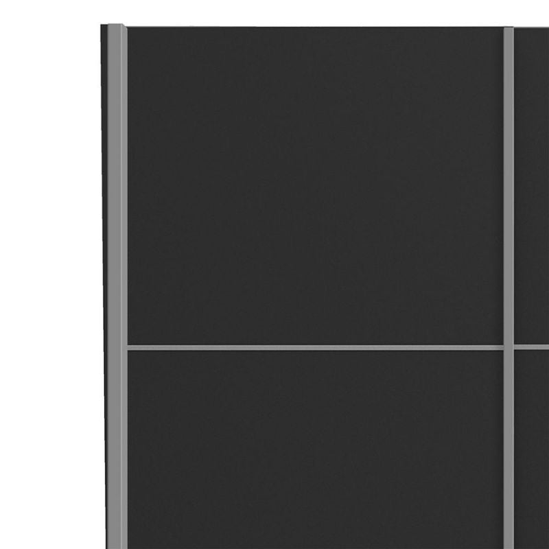 Furniture To Go Verona Sliding Wardrobe 120cm in Black Matte with Black Matte Doors with 5 Shelves