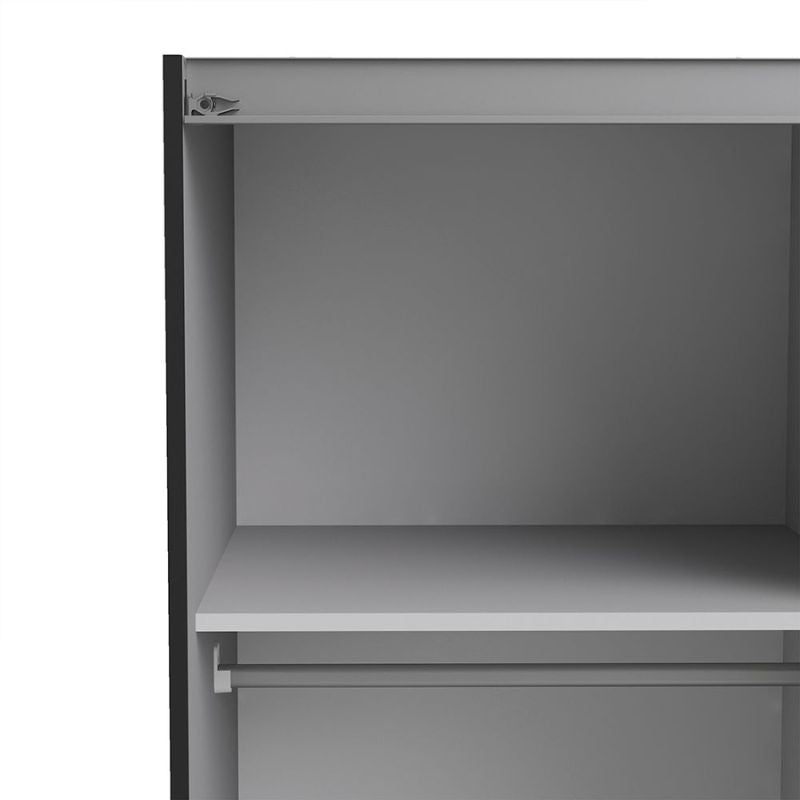 Furniture To Go Verona Sliding Wardrobe 120cm in Black Matte with Black Matte Doors with 5 Shelves