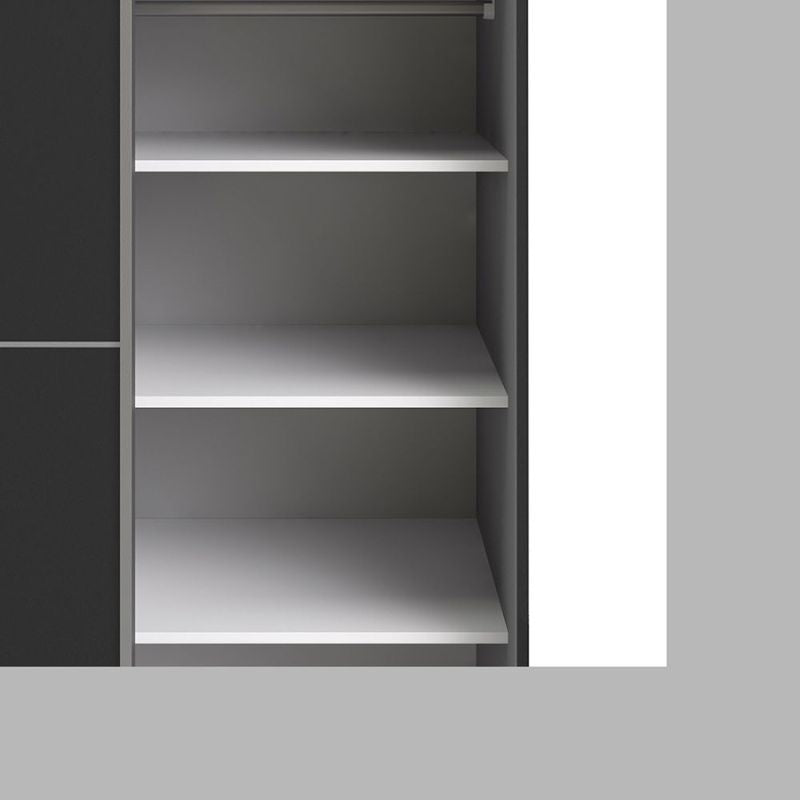 Furniture To Go Verona Sliding Wardrobe 120cm in Black Matte with Black Matte Doors with 5 Shelves