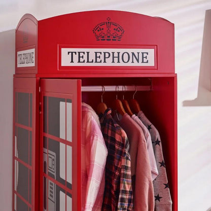 Julian Bowen Telephone Box Wardrobe Red, White and Black