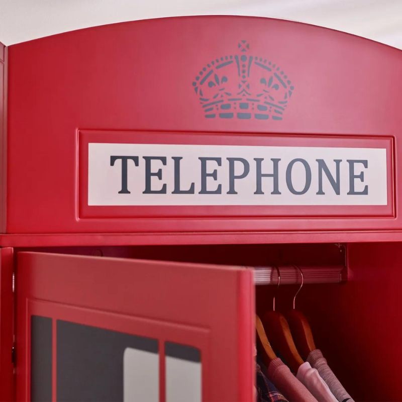 Julian Bowen Telephone Box Wardrobe Red, White and Black