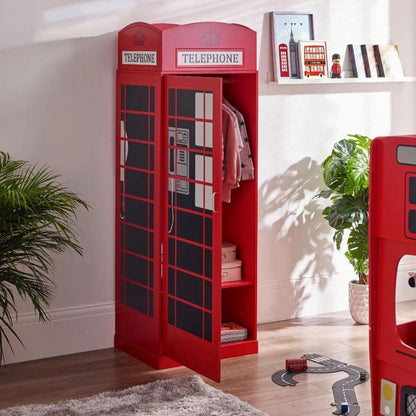 Julian Bowen Telephone Box Wardrobe Red, White and Black