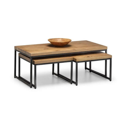 Julian Bowen Brooklyn Nesting Coffee Tables Oak/Gunmetal