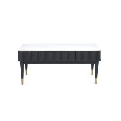 Julian Bowen Louis Fluted Stone Top Coffee Table With 2 Drawers Black