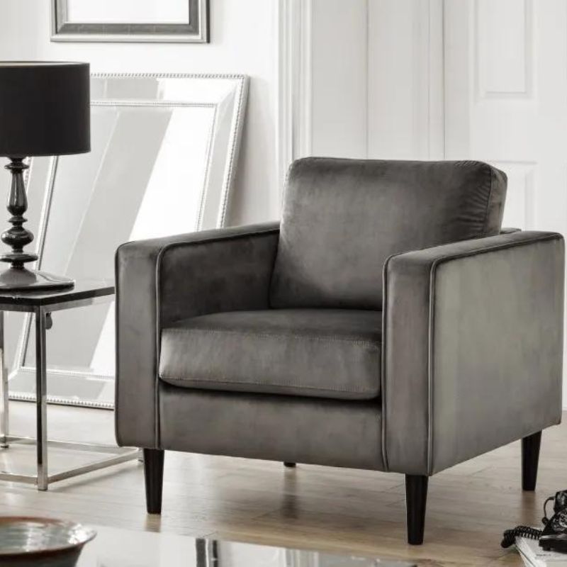 Julian Bowen Hayward Armchair Grey Velvet