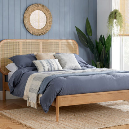 Birlea Elina Double Rattan Bed Oak