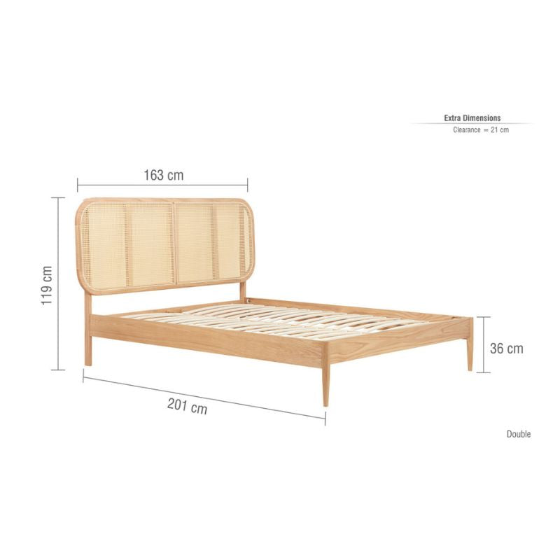 Birlea Elina Double Rattan Bed Oak