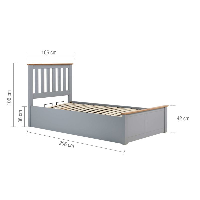 Birlea Phoenix Single Ottoman Bed Stone Grey