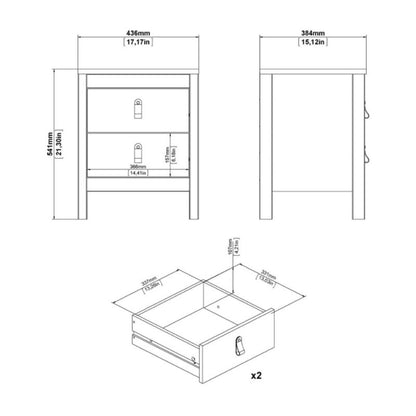 Furniture To Go Barcelona Package - Bedside Table 2 Drawers + Chest 5 Drawer + 2 Door Wardrobe in Jackson Hickory Oak