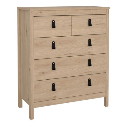 Furniture To Go Barcelona Package - Bedside Table 2 Drawers + Chest 5 Drawer + 2 Door Wardrobe in Jackson Hickory Oak