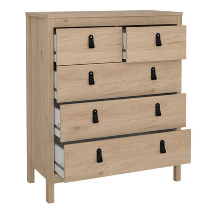 Furniture To Go Barcelona Package - Bedside Table 2 Drawers + Chest 5 Drawer + 2 Door Wardrobe in Jackson Hickory Oak