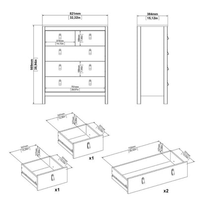 Furniture To Go Barcelona Package - Bedside Table 2 Drawers + Chest 5 Drawer + 2 Door Wardrobe in Jackson Hickory Oak