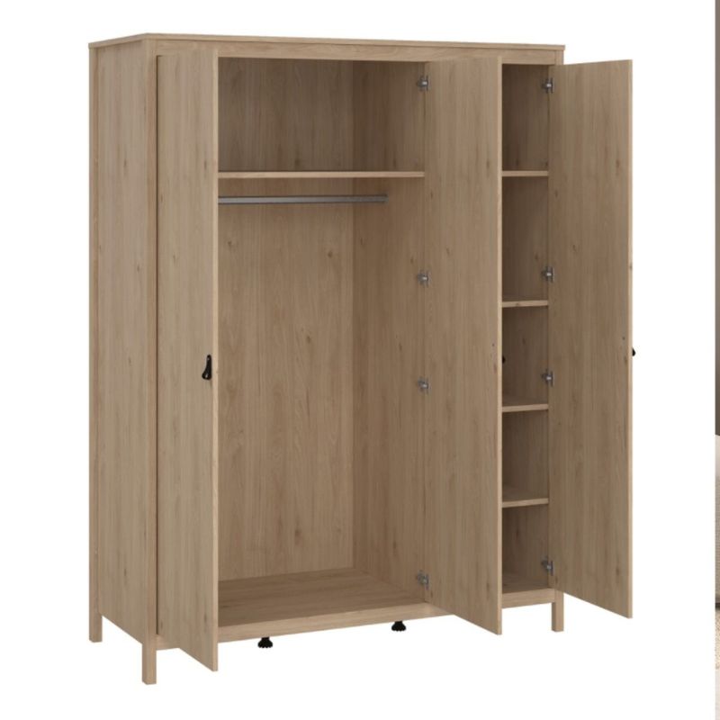 Furniture To Go Barcelona Package - Bedside Table 2 Drawers + Chest 5 Drawer + 2 Door Wardrobe in Jackson Hickory Oak