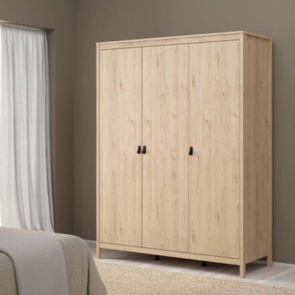 Furniture To Go Barcelona Package - Bedside Table 2 Drawers + Chest 5 Drawer + 2 Door Wardrobe in Jackson Hickory Oak